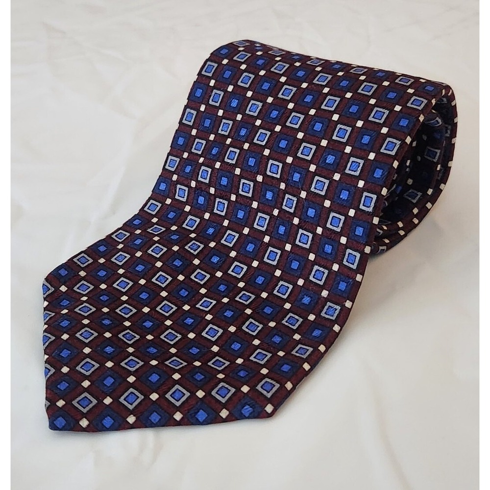 Ferrell Reed for Nordstrom Mens‎ Silk Geometric Pattern Necktie Made in America